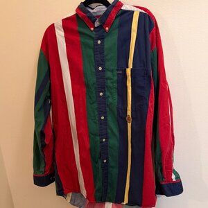 Vintage 90's Hunting Horn Men's Size Large Striped Button Up Long Sleeve Shirt